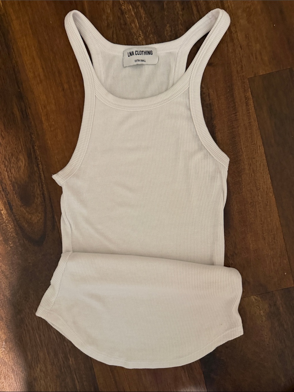 LNA White Ribbed Racerback Tank - Picture 3 of 4